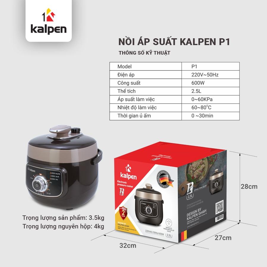 Nồi Áp Suất Điện-Nồi Cơm Điện-Nồi Đa Năng Cao Cấp Model P1 2.5L Hàng Chính Hãng KALPEN-GIA DỤNG ĐỨC Bảo Hành 2 Năm