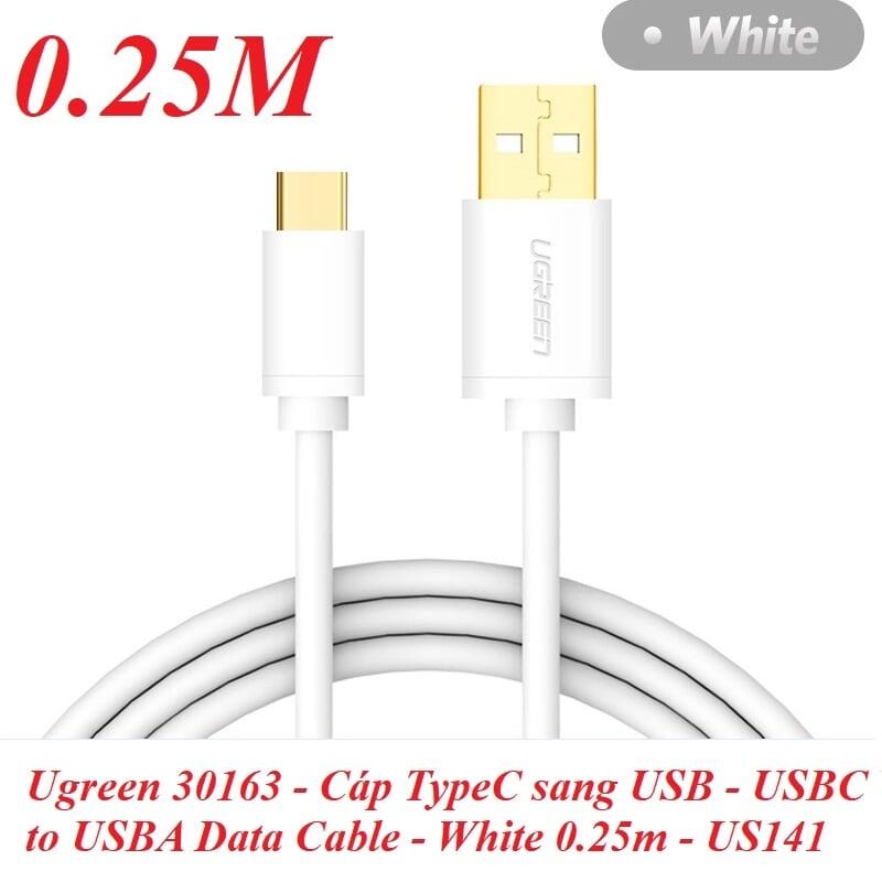 Ugreen UG30163US141TK 0.25M màu Trắng Dây USB 2.0 sang Type-C truyền dữ liệu và sạc - HÀNG CHÍNH HÃNG