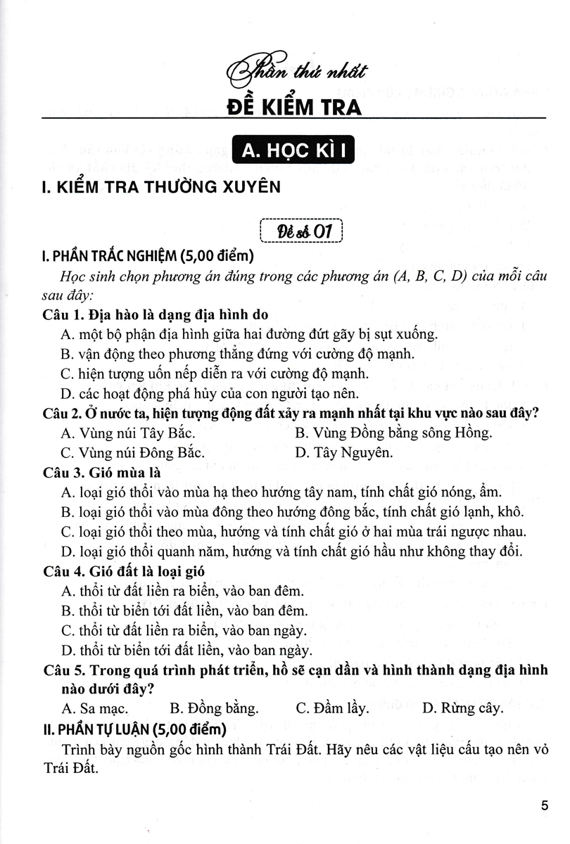 Sách tham khảo- Bộ Đề Kiểm Tra Địa Lí Lớp 10_HA