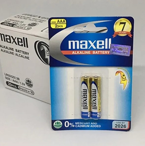 Pin Alkaline AAA vỉ 2 viên  MAXELL LR03(GD)2B - Hàng chính hãng