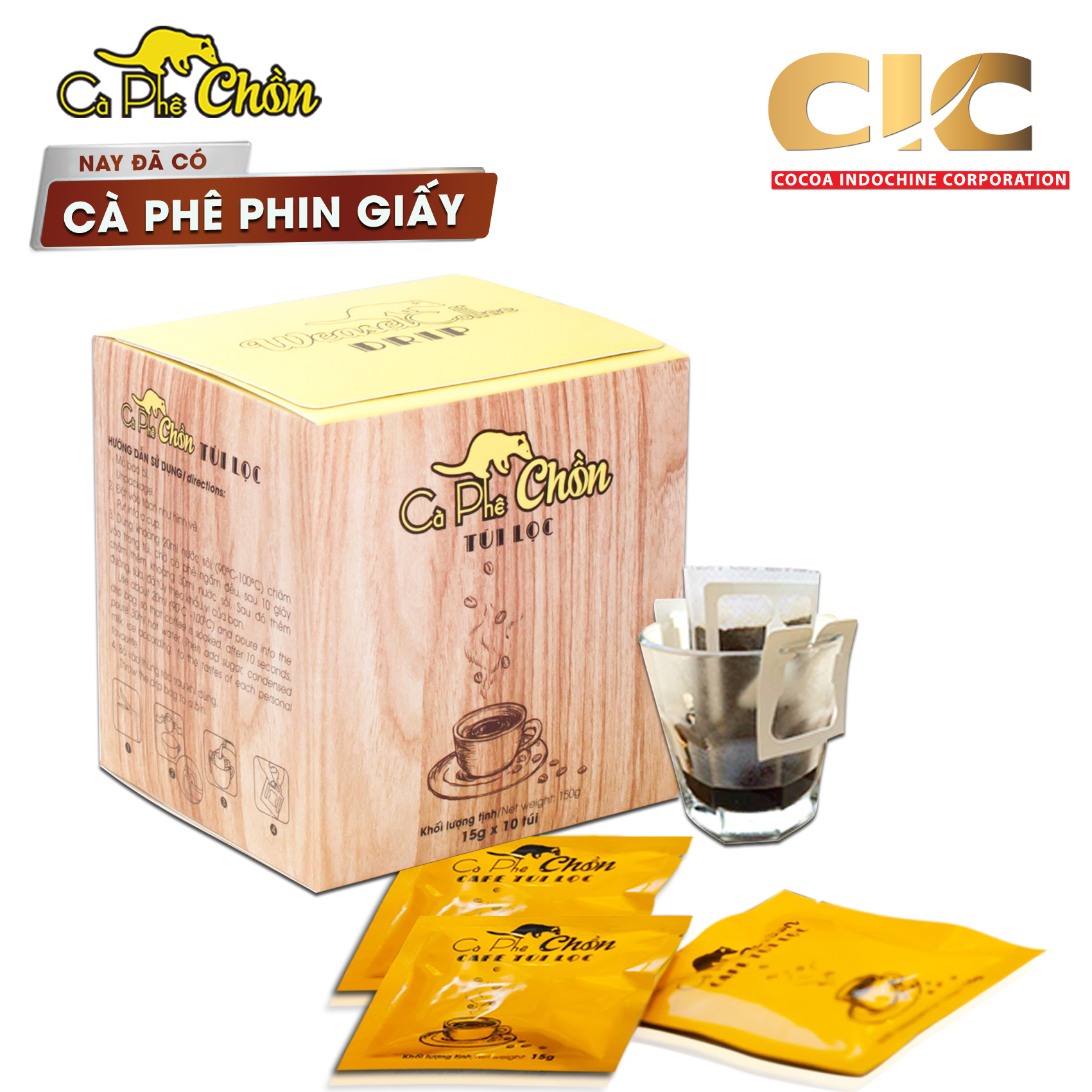 Cà Phê Chồn phin giấy - Hộp 10 Gói x 15g