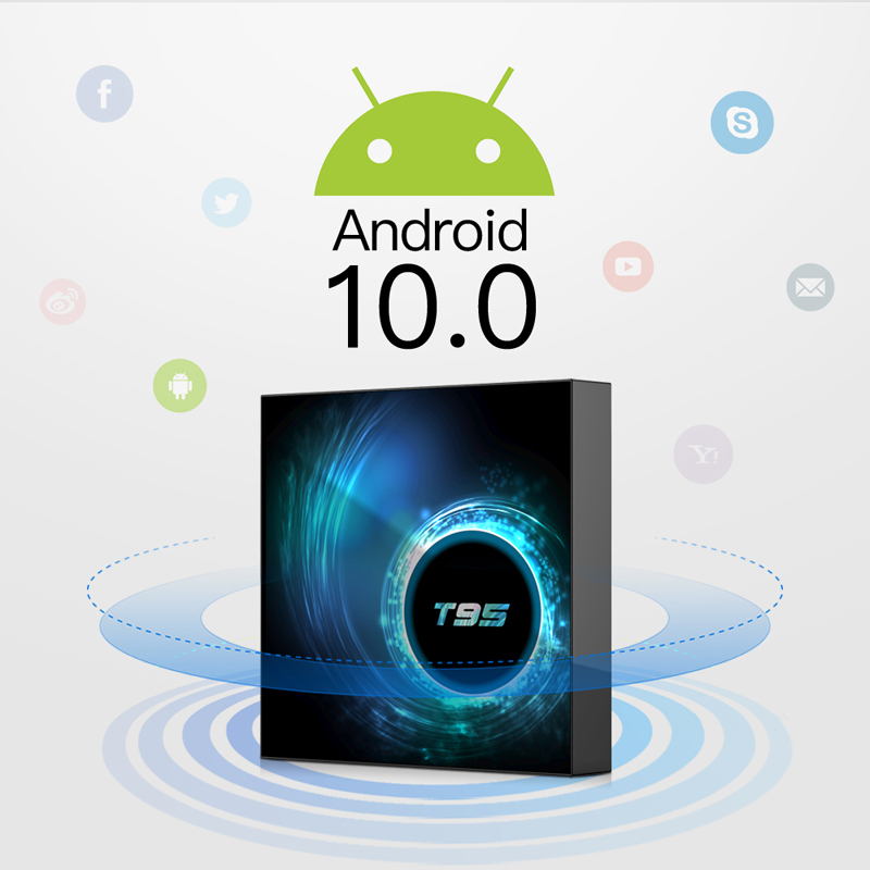 Android tivi Box Android 10, RAM 4G, 32G ROM mạnh mẽ, wifi bằng tần kép, phiên bản bluetooth 5.0 đa năng, mang lại nhiều khung giờ giải trí cùng gia đình chính hãng T95-1
