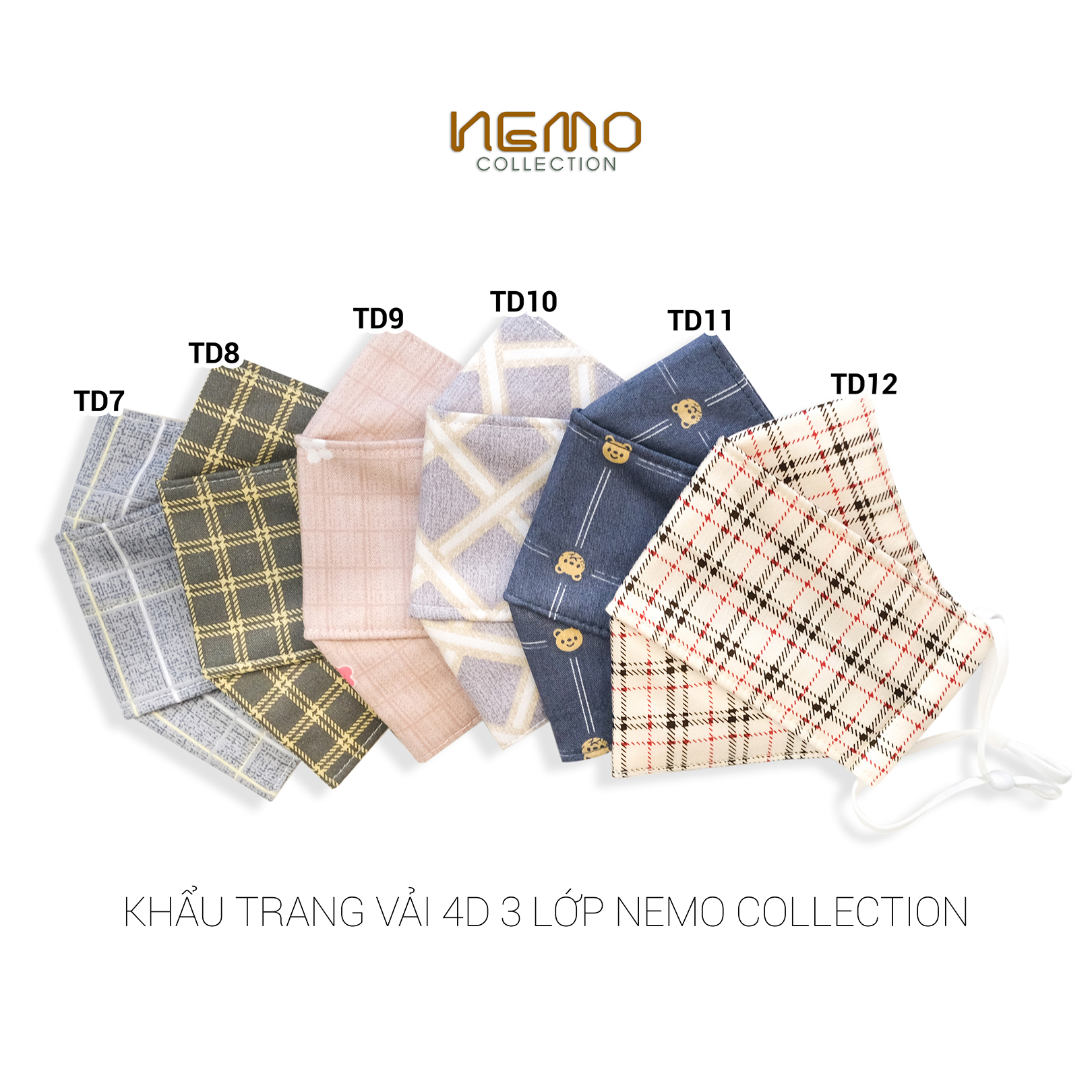 Khẩu Trang Vải 4D Nemo Collection, Chống Nắng, Lọc Khuẩn, Thoáng Khí Không Gây Mụn, Nam Nữ đều sử dụng được - KTMHG