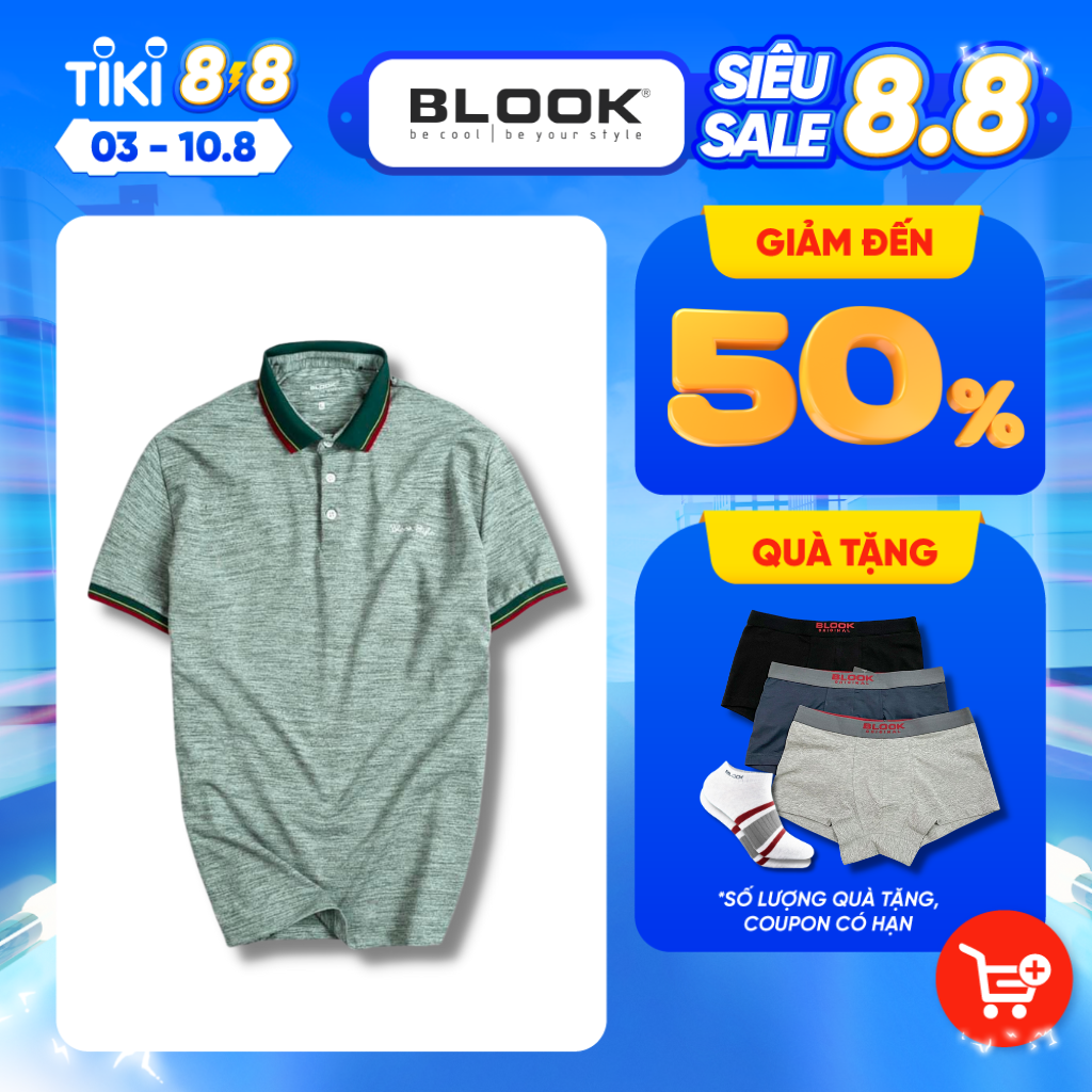 Áo polo nam slimfit BLOOK chất vải thun cotton 4 chiều siêu mát dày dặn mã 43735 (HÌNH THẬT)