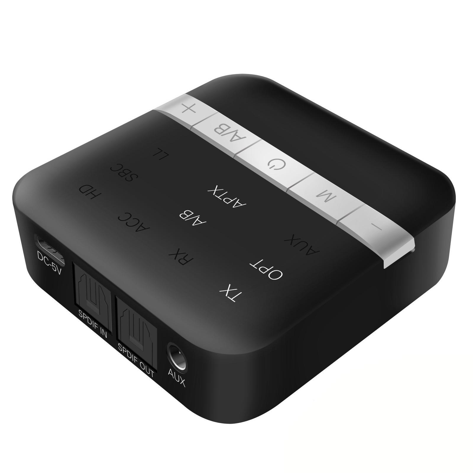 Bluetooth 5.0 Transmitter & Receiver Optical Audio Adapter Low Latency Black