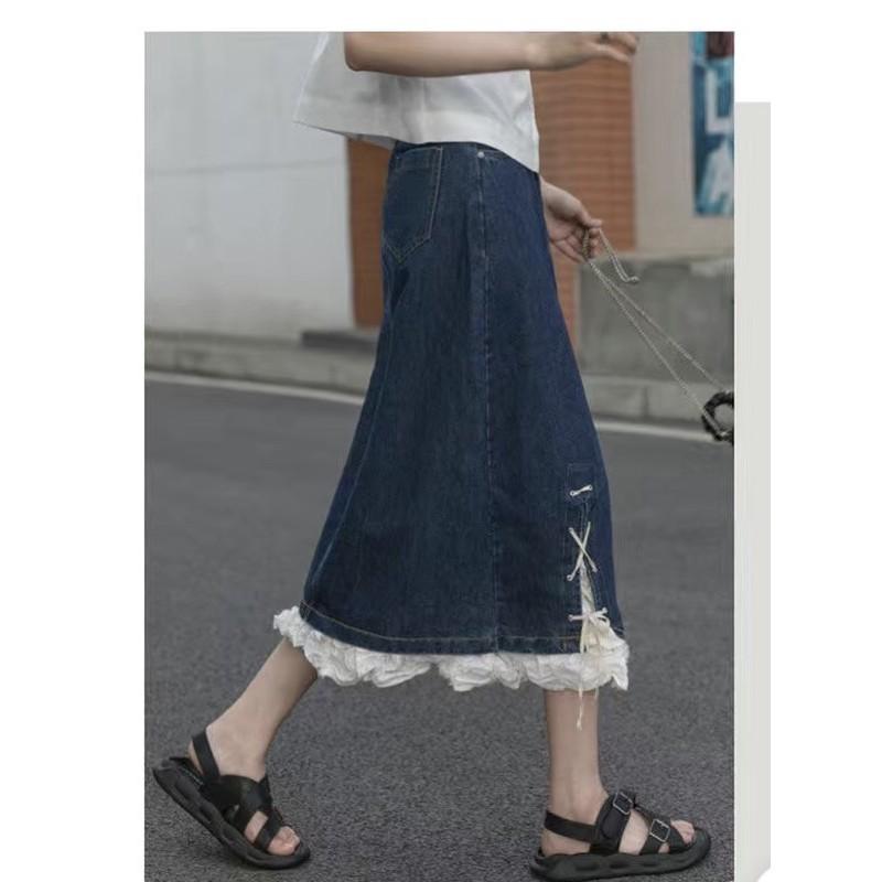 Váy bò dáng dài phối nơ siêu xinh