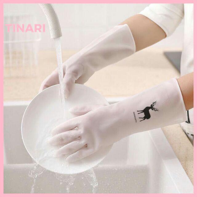 Bao Tay Rửa Chén Cao Su Hình Hươu Siêu Dai