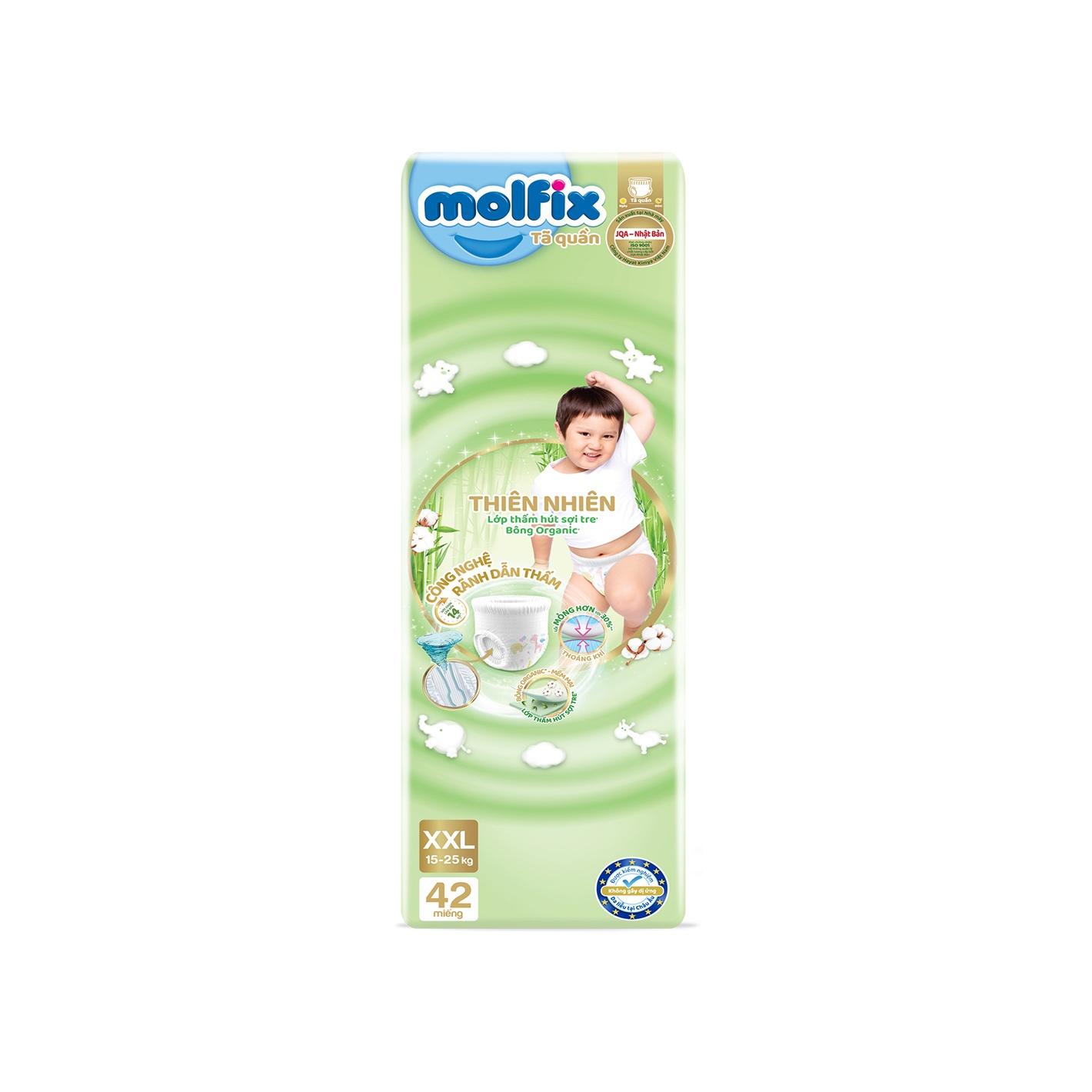 Tã/bỉm quần Molfix Thiên nhiên Super Jumbo XXL (15kg - 25kg) - Gói 42 miếng