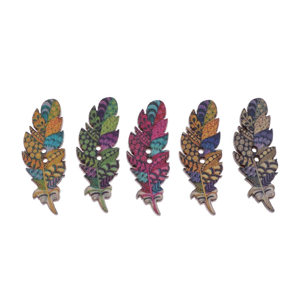 100 Miếng Ghép Hình Lông Vũ Bằng Gỗ 2 Lỗ Nút Sổ Lưu Cardmaking