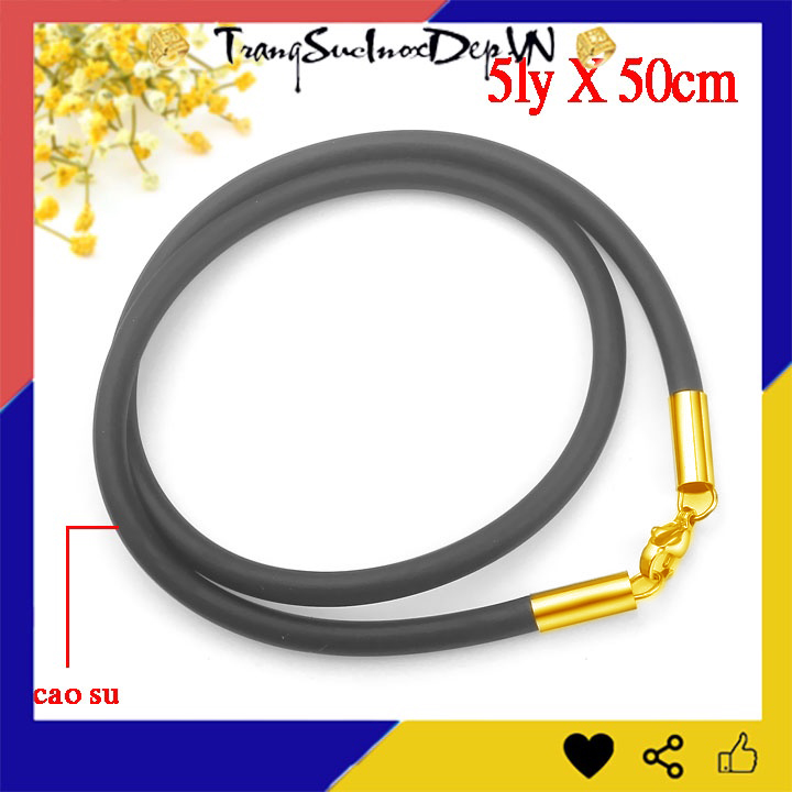 Dây chuyền cao su cao cấp khóa inox màu vàng siêu đẹp, hợp thời trang