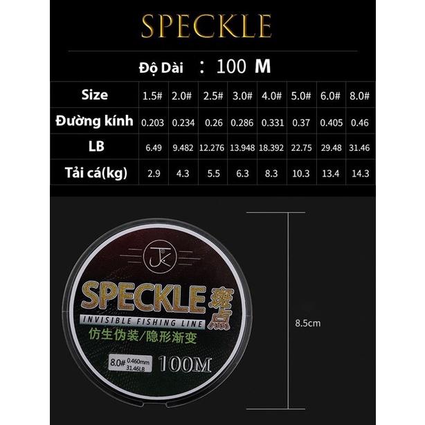 Cước Câu Cá Tàng Hình 100m Nylon Speckle