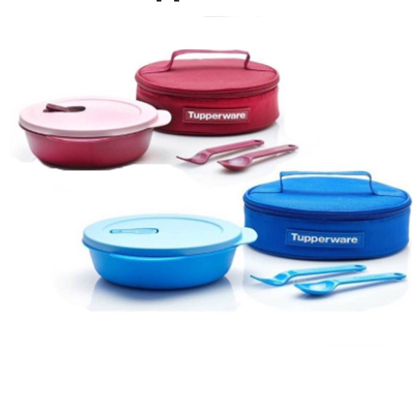 Bộ Hộp Cơm Tupperware Crysral Wave Lunch Set Kèm Muỗng Nĩa &amp; Túi Đựng