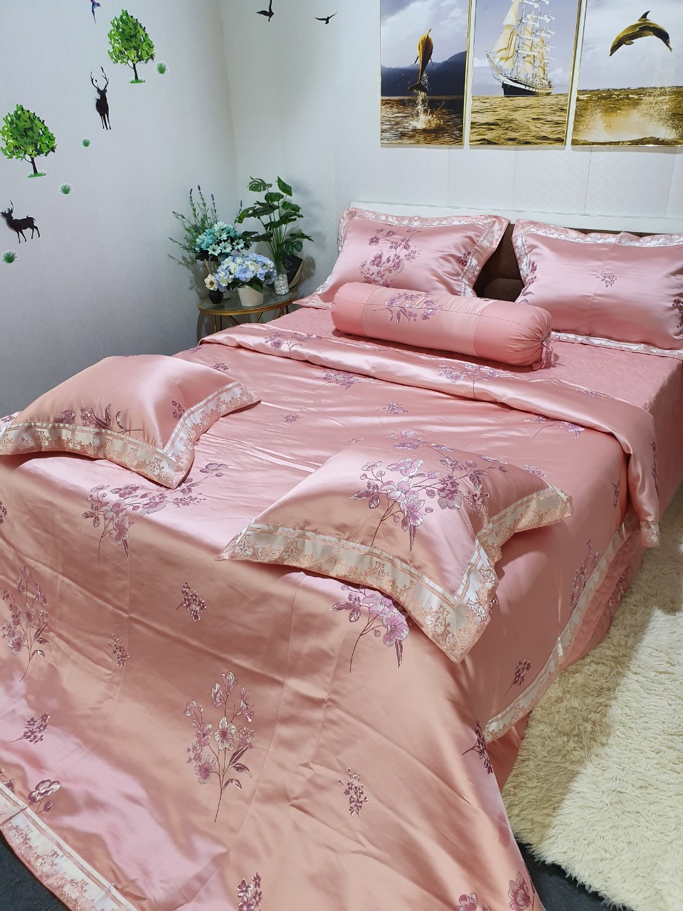 Bộ phủ gấm lụa hoàng gia cao cấp mẫu mới 2020