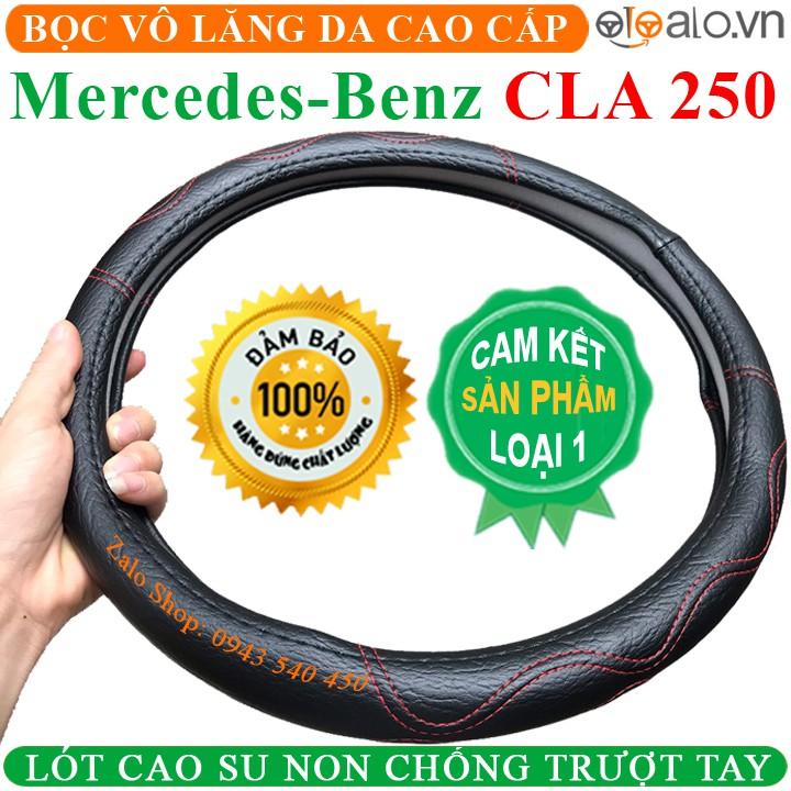 Bọc Vô Lăng Da Xe Mercedes Benz CLA 250 Lót Cao Su Non Cao Cấp Chống Trượt Tay - Màu đen chỉ đỏ - OTOALO