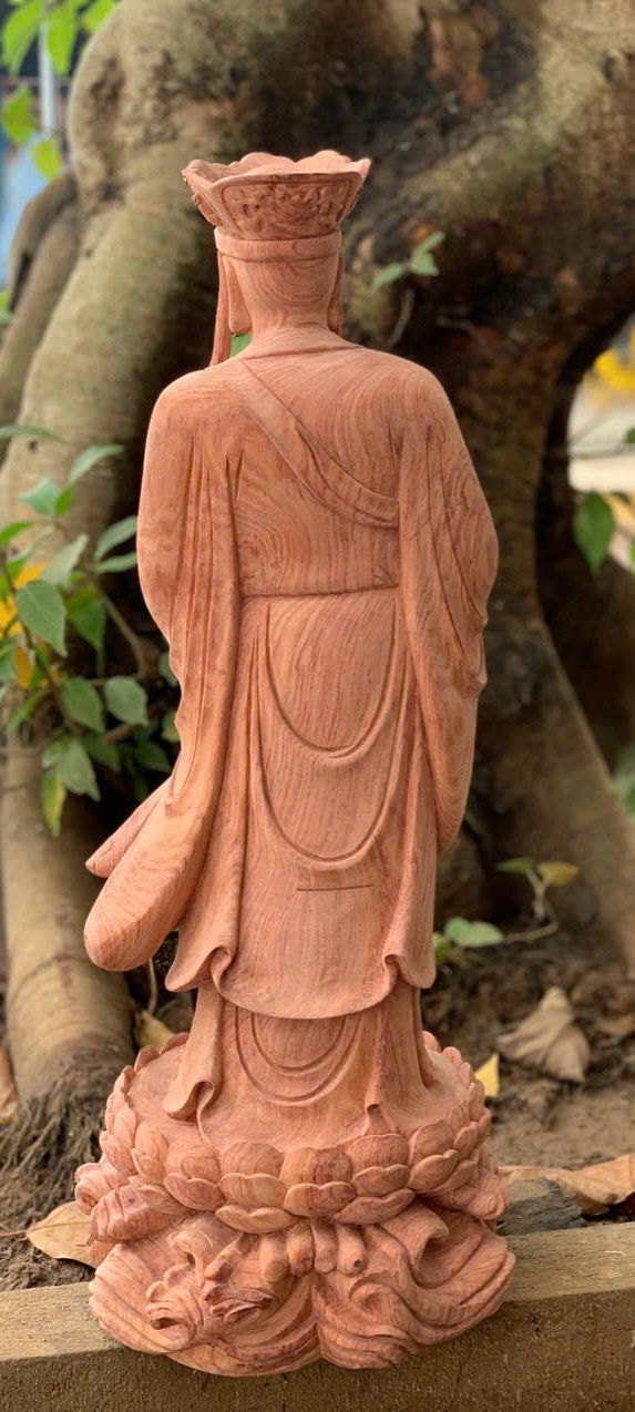 Tượng phật địa tạng vương bồ tát bằng gỗ hương đá kt cao 60×23×21cm