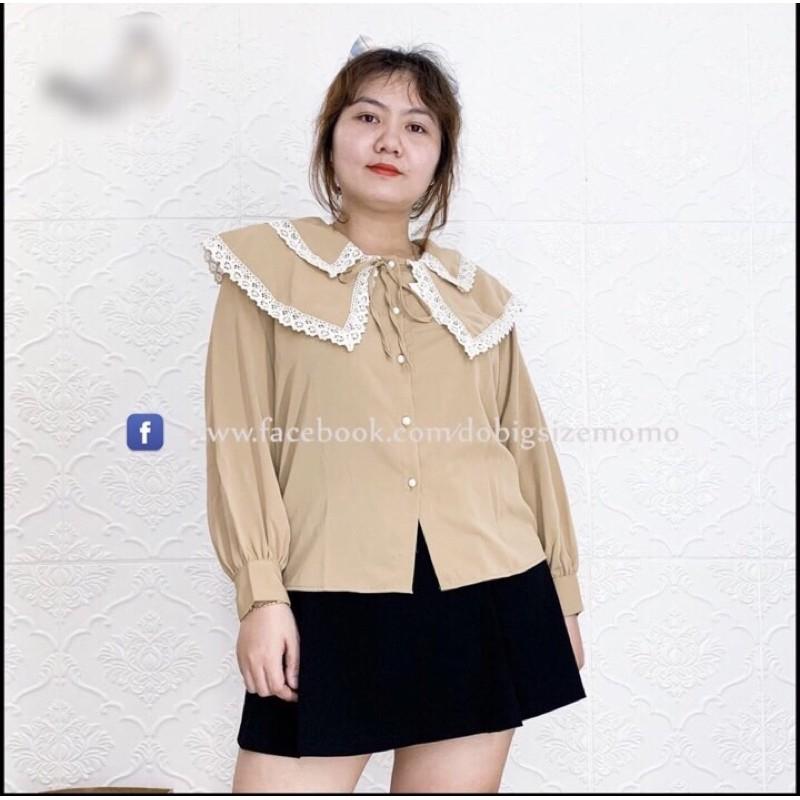 BIGSIZE NỮ Áo sơ mi tay dài công sở cổ viền ren