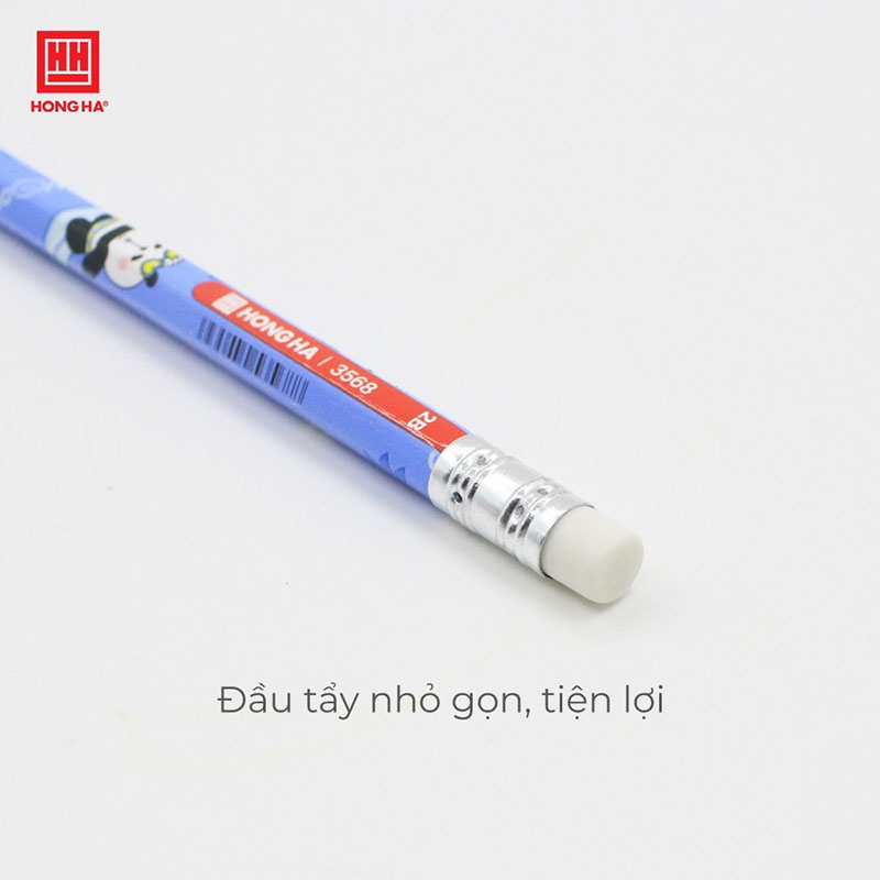 Hộp 12 bút chì gỗ 2B Hồng Hà Little Woong chuyên dùng viết, vẽ phác thảo và tô khoanh trắc nghiệm - 3568