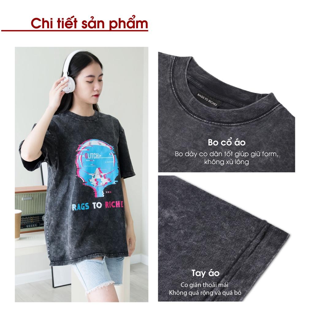 Áo Thun Nữ Cao Cấp Wash04 RAGS TO RICHES CAPARIES - Form rộng Unisex Cotton 4 chiều Chống Nhăn Cổ tròn Cao Cấp - Hàng Chính Hãng