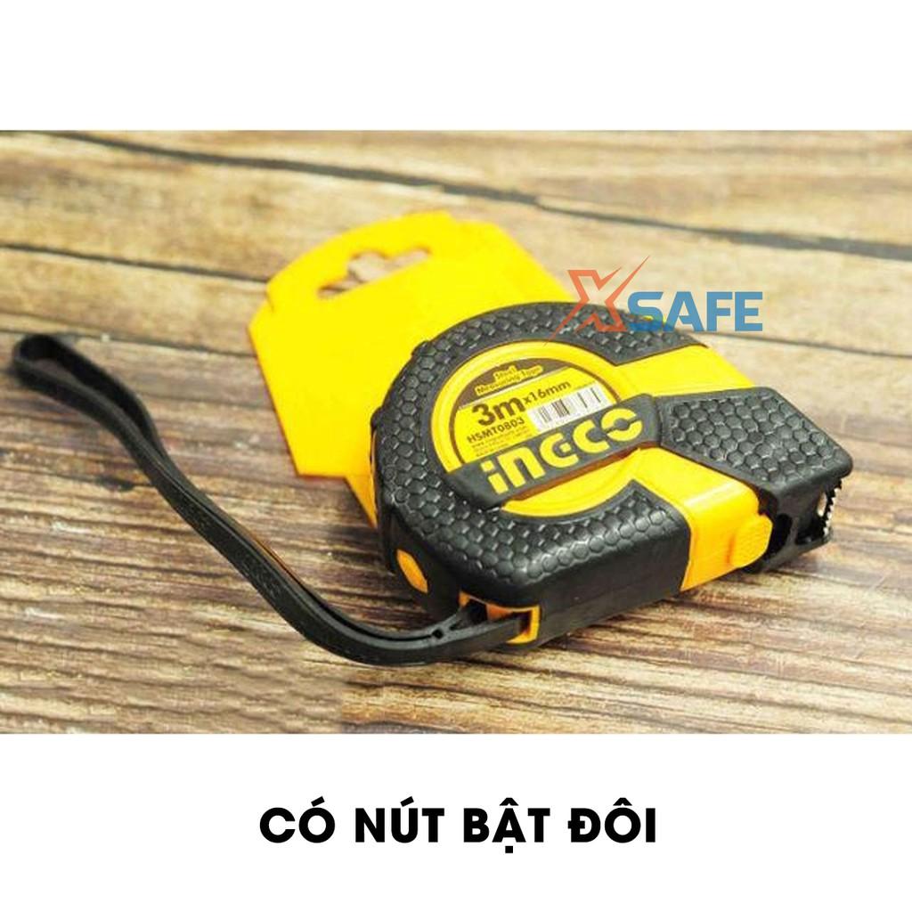 Thước cuộn thép nền vàng cao cấp INGCO đủ size Nút bật đôi. Chức năng khóa tự động, thước dây cuộn tự động chất liệu ABS