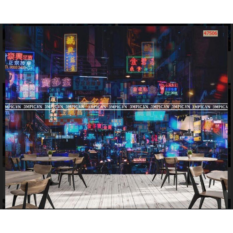 Tranh dán quán trà sữa Hong Kong