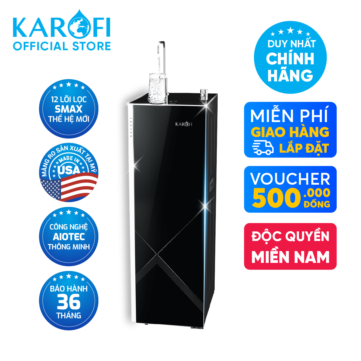 Máy lọc nước RO Mỹ 12 lõi KAQ-M22 - Giao trước lắp sau miễn phí toàn quốc - Bảo hành 36 tháng - Hàng chính hãng