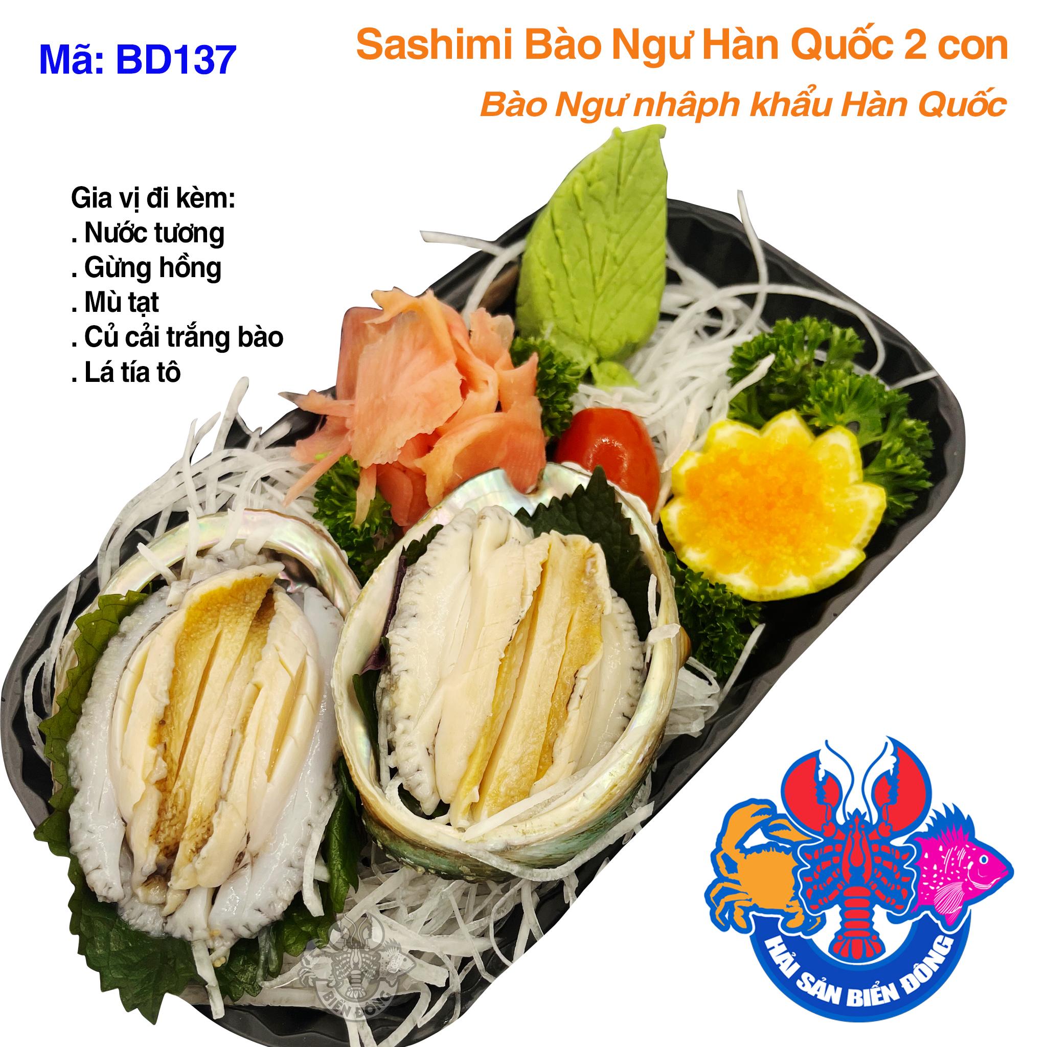 Mã 137_Sashimi Bào Ngư Hàn Quốc hàng sống bắt tại bể 2 con