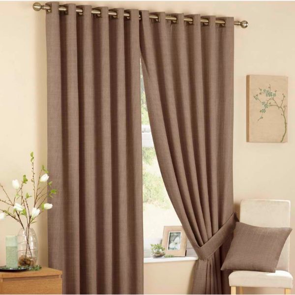 Rèm cửa vải LUCYA18-9 có thanh treo hợp kim nhôm màu gỗ đầu đài hoa - cao cố định 1m7