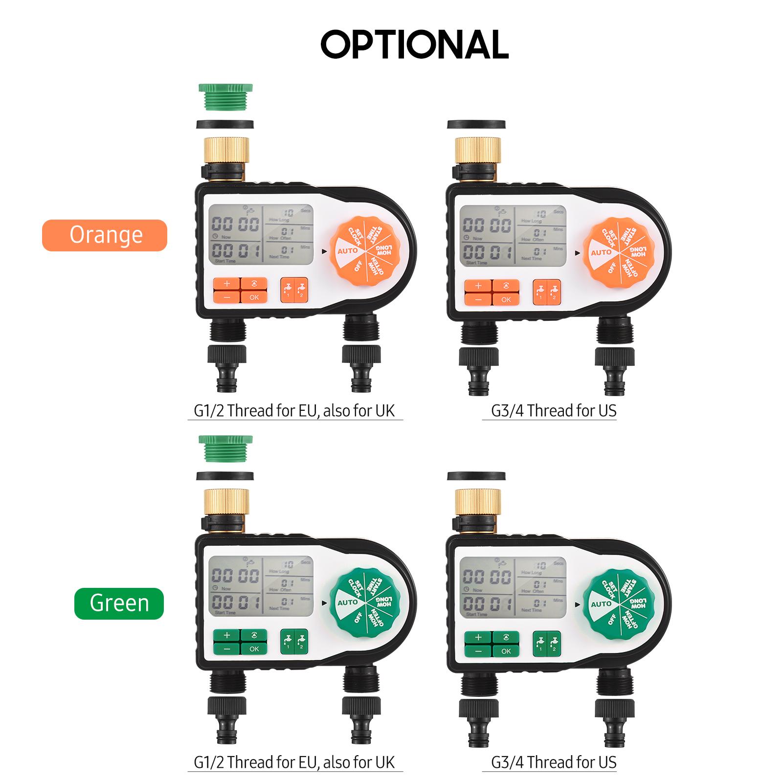 Digital Automatic Watering Timer with 2 Hose Connectors Programmed Garden Irrigation Timer Faucet Sprinkler Intelligent Irrigation Controller for Lawn Farmland Courtyard Greenhouse