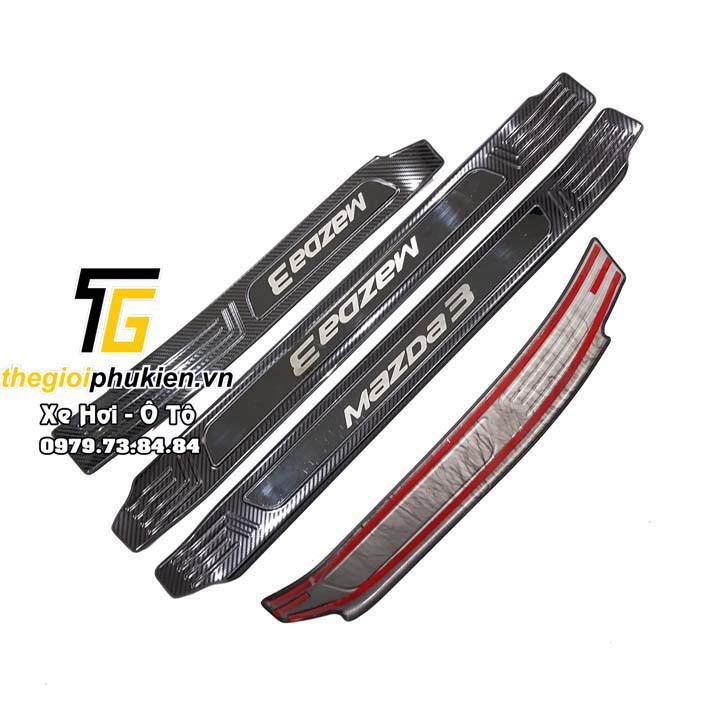 Bộ Ốp bậc cửa, Nẹp bước chân Mazda 3 2015-2019 vân Carbon