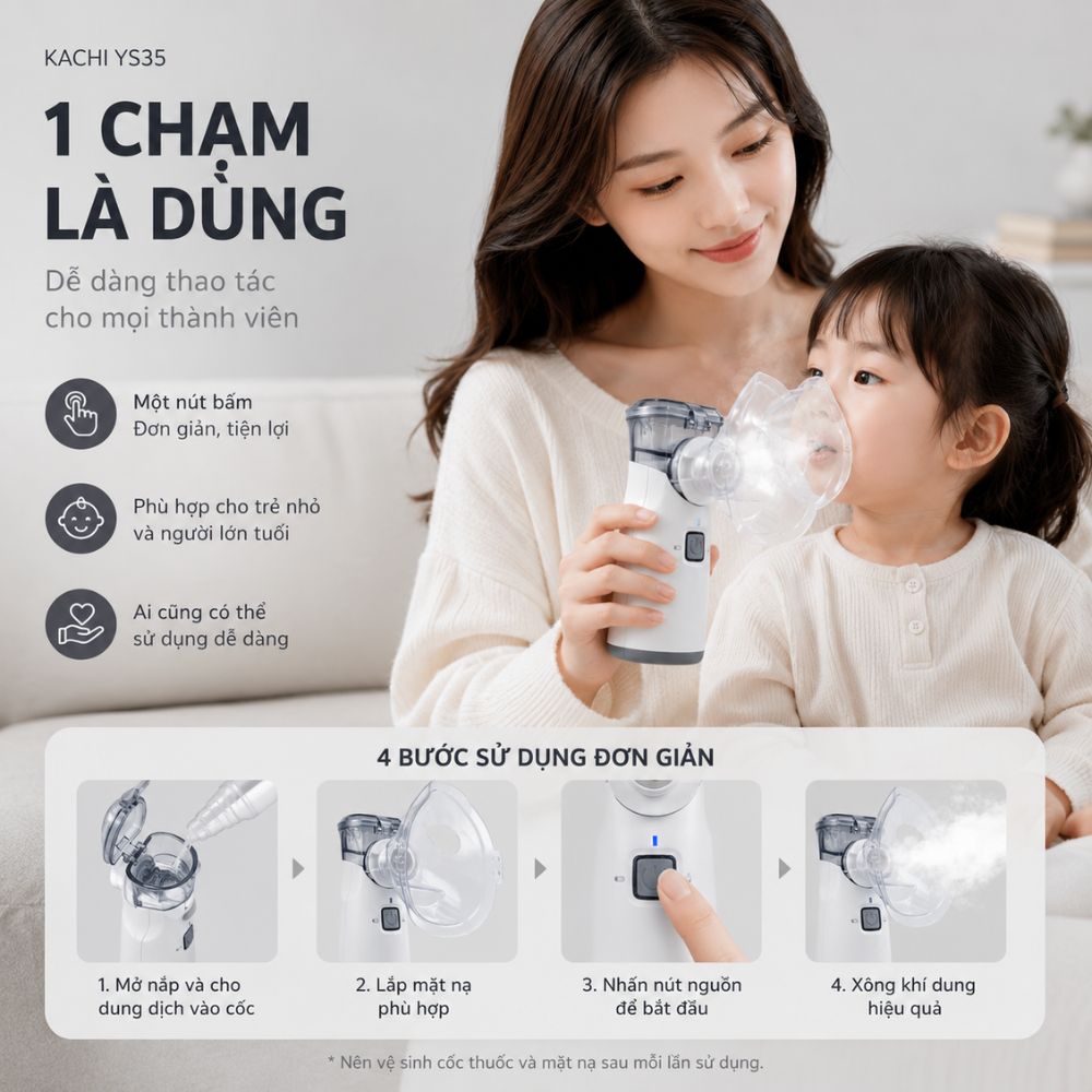 Máy Xông Khí Dung Cầm Tay Kachi YS35: Giải Pháp Hô Hấp Linh Hoạt Mọi Lúc, Mọi Nơi - hàng chính hãng