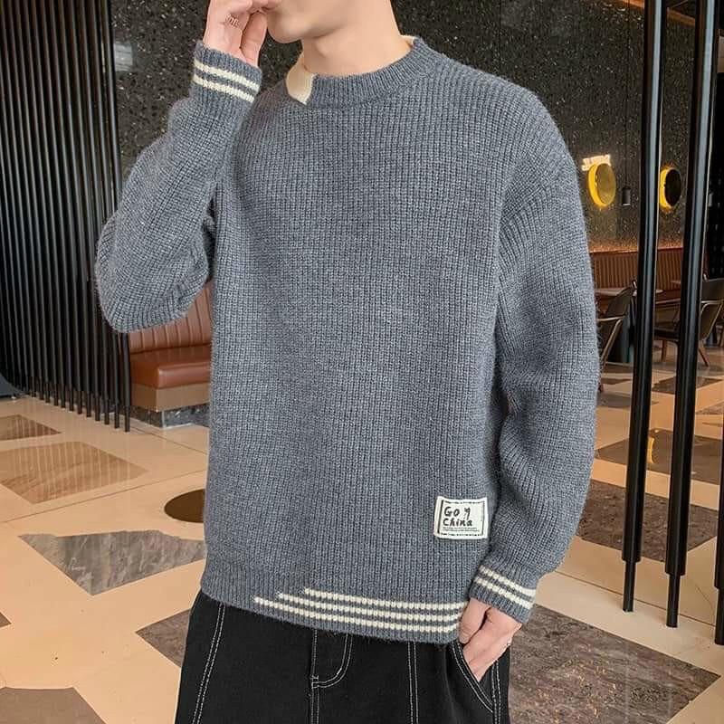 ㍿♟Áo Len Nam Cao Cấp Dài Tay Phối Màu Trẻ Trung Thời Trang- Vá Gấu Cá Tính- Hàng loại 1w