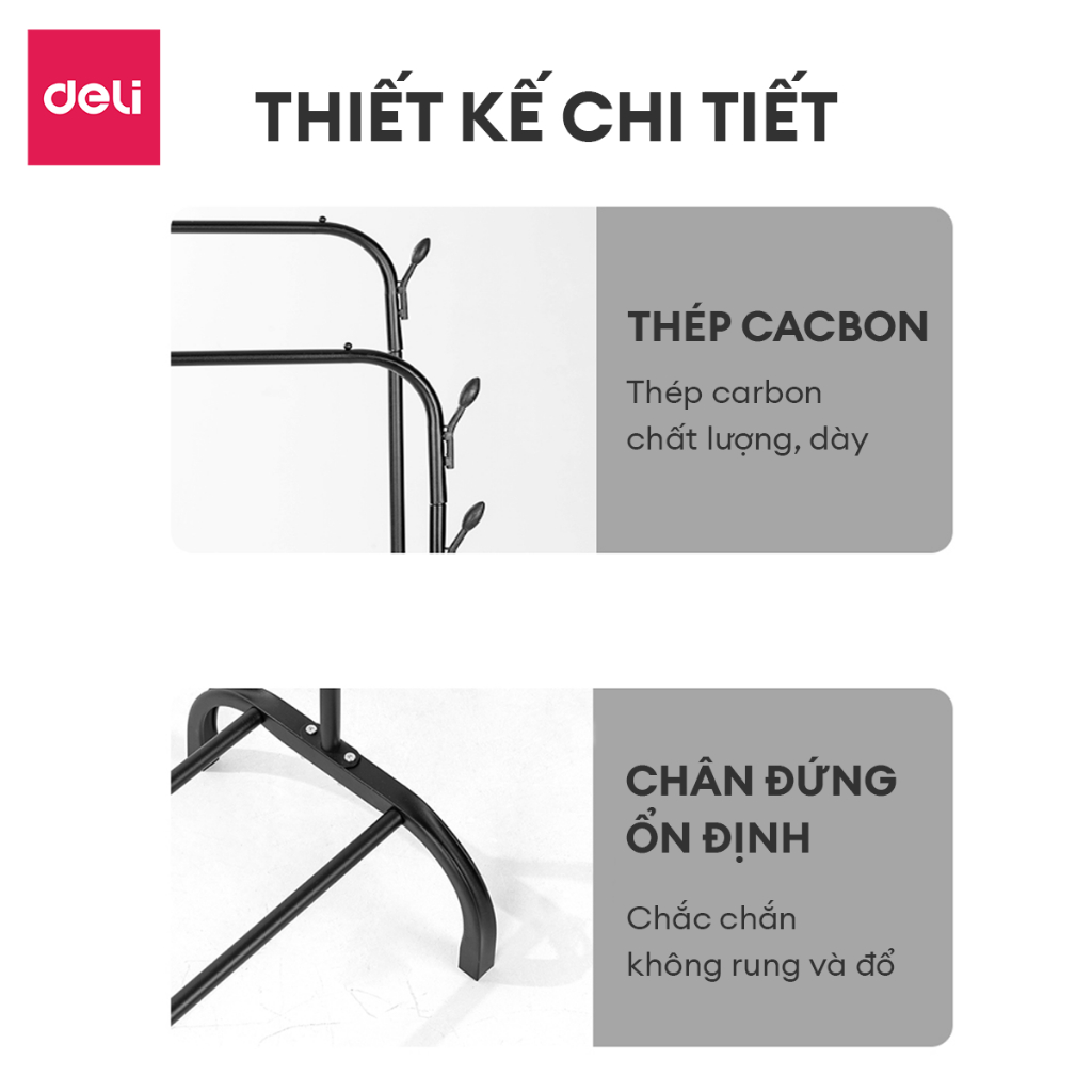 Giá Treo Quần Áo Kim Loại Không Gỉ Kệ Quần Áo Nhiều Kích Cỡ Deli Tiện Lợi, Đơn Giản Chắc Chắn Có Thể Tự Lắp, Giàn Phơi