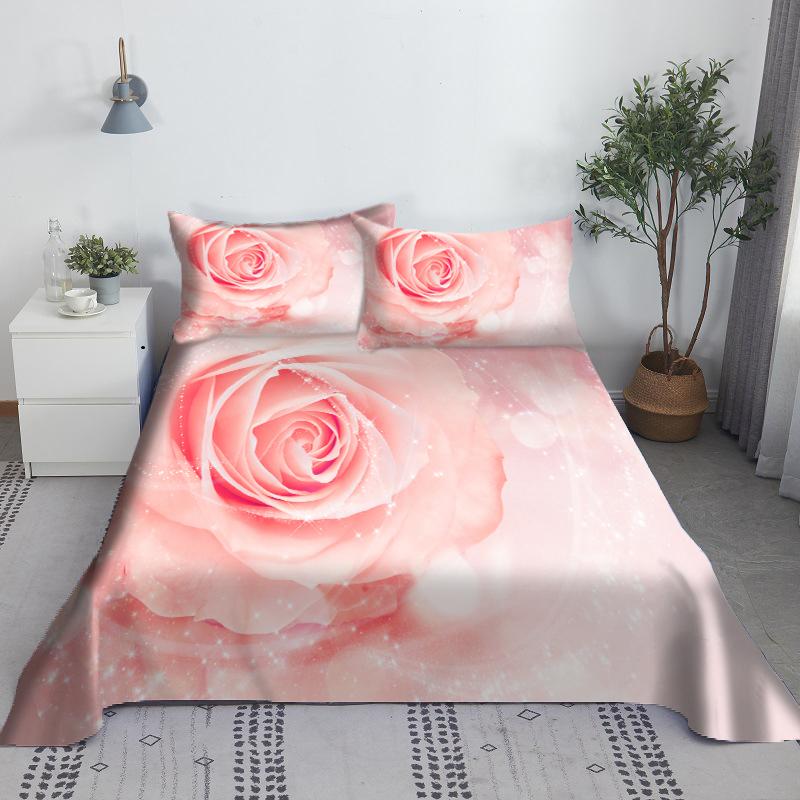 Hoa Giường Bộ Ga Gối Và Vỏ Gối 3d Chăn Ga Gối In Kỹ Thuật Số Tấm Phẳng Vua Kích Thước Bộ Chăn Ga Nhà Dệt