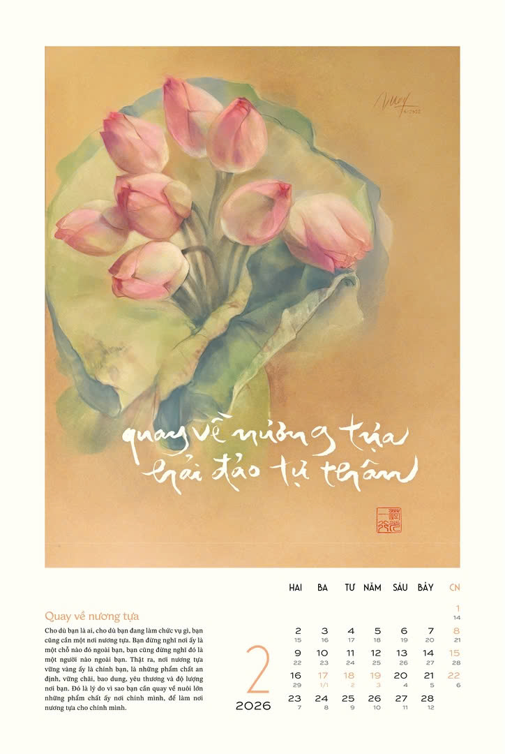 BỘ LỊCH THƯ PHÁP “LÒNG ĐẤT NỞ HOA TRỜI” – Thiền Sư Thích Nhất Hạnh – Thái Hà Books