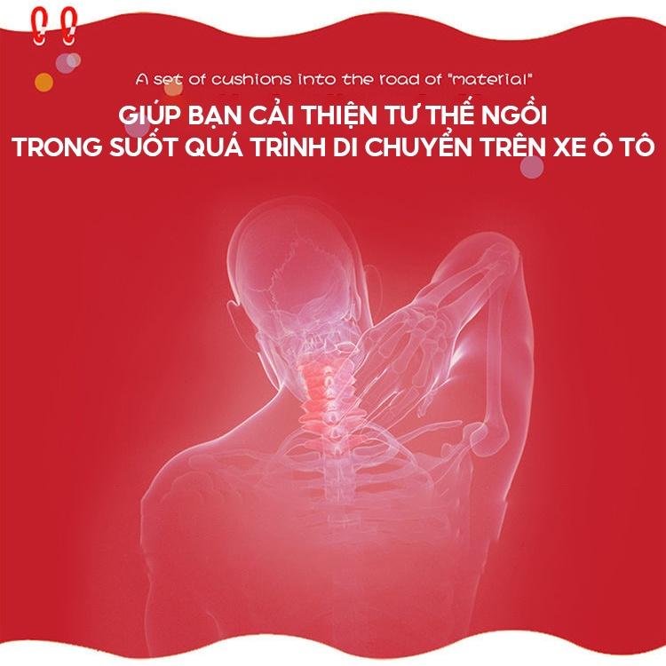 Set Bộ Gối Tựa Đầu Dựa Lưng Dùng Cho Xe Ô Tô Chần Bông Mẫu Cartoon Siêu Đẹp Độc Giá Rẻ