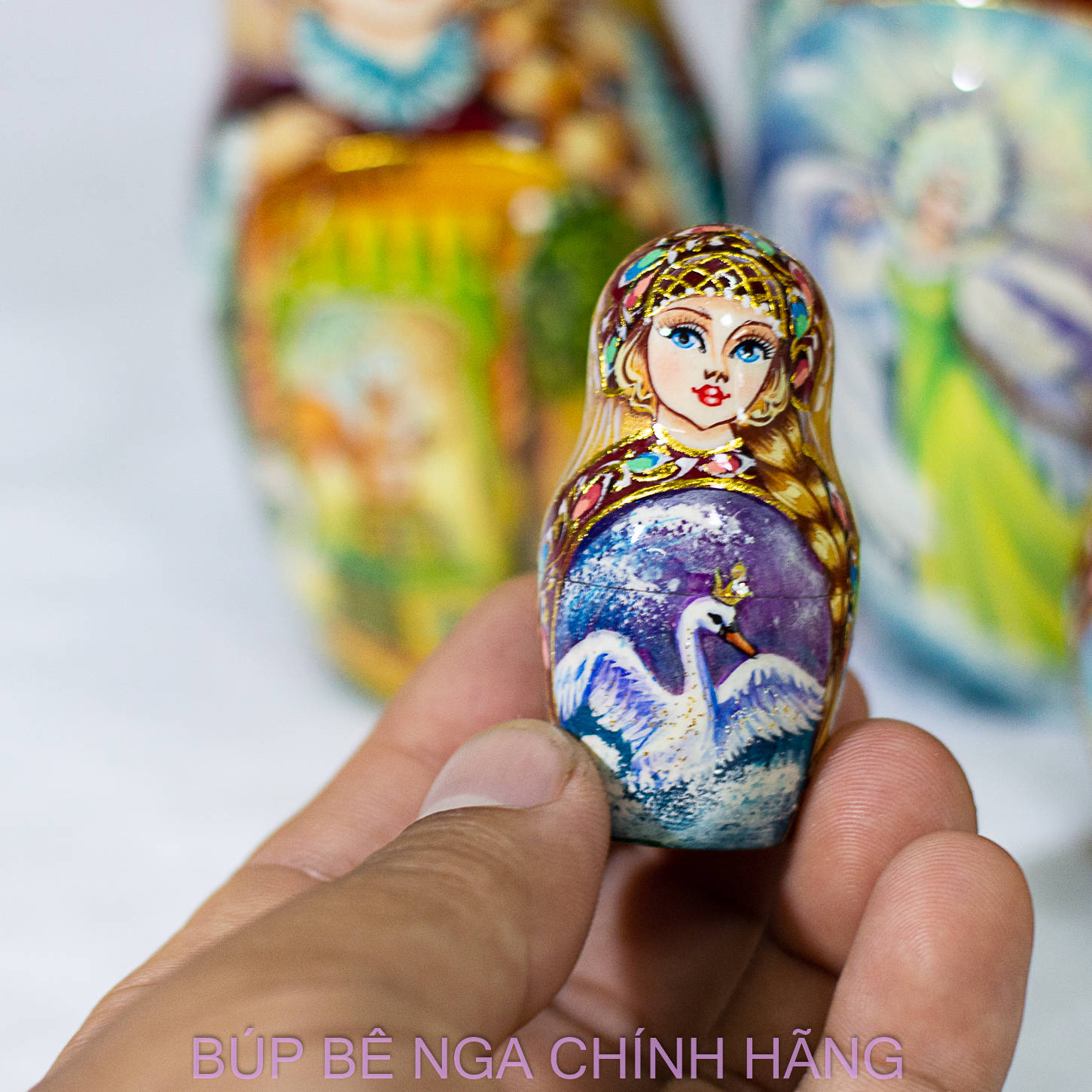 BỘ BÚP BÊ NGA MATRYOSHKA CAO CẤP 10 LỚP 26CM HOA VĂN "CHUYỆN CỔ TÍCH VUA SALTAN" CỰC ĐẸP VÀ SANG TRỌNG