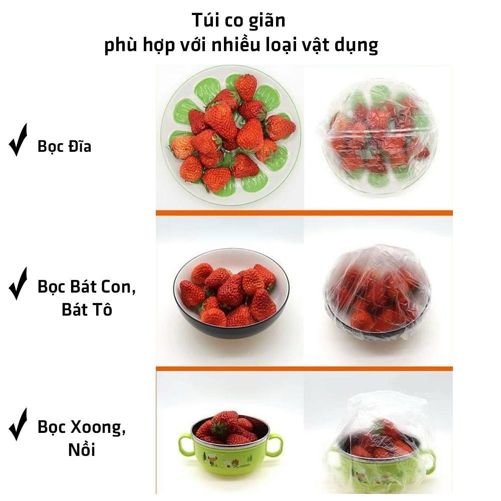 SET 100 CHIẾC Màng bọc thực phẩm co giãn siêu dai có chun kèm túi gấu