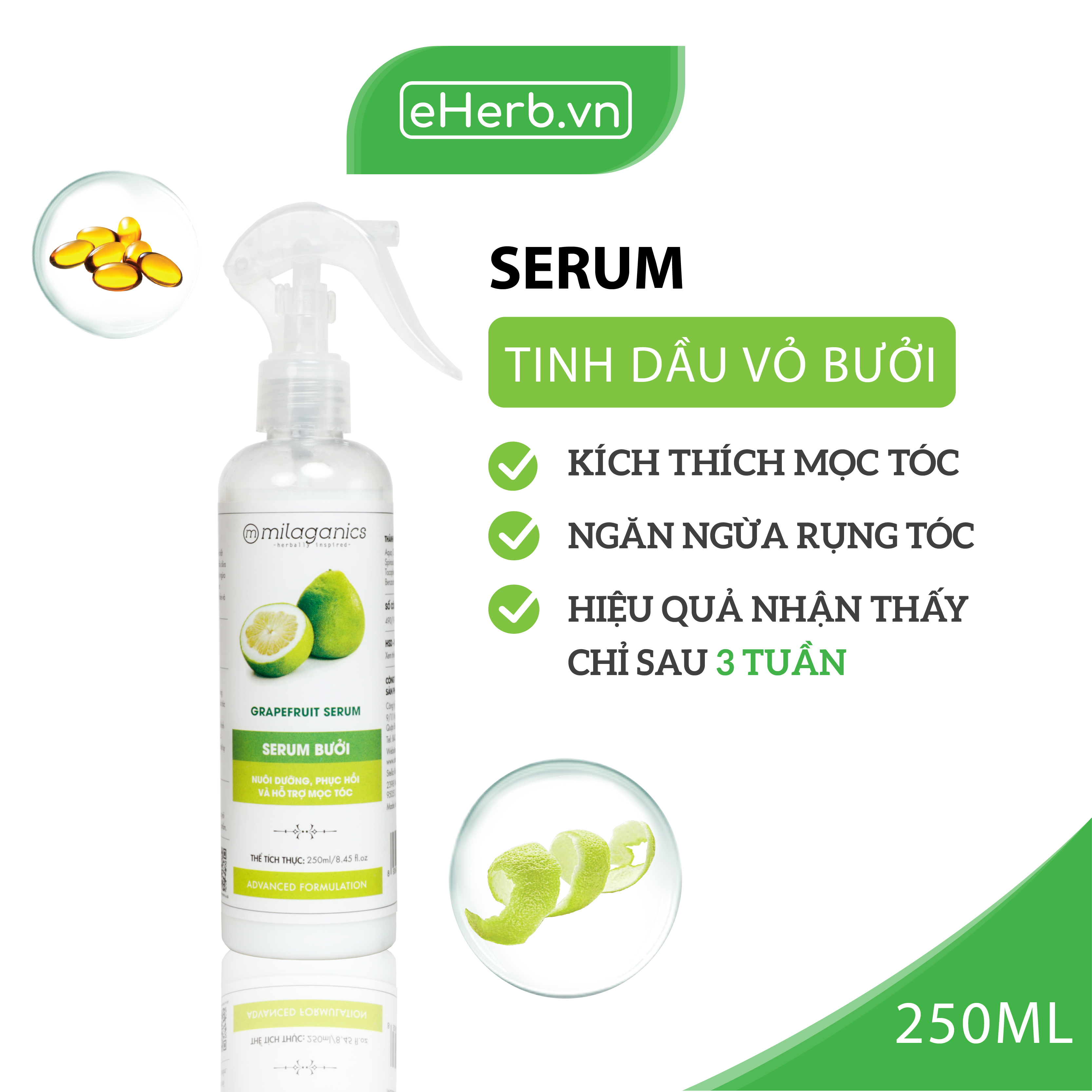 Serum Bưởi Kích Thích Mọc Tóc Milaganics (250ml)