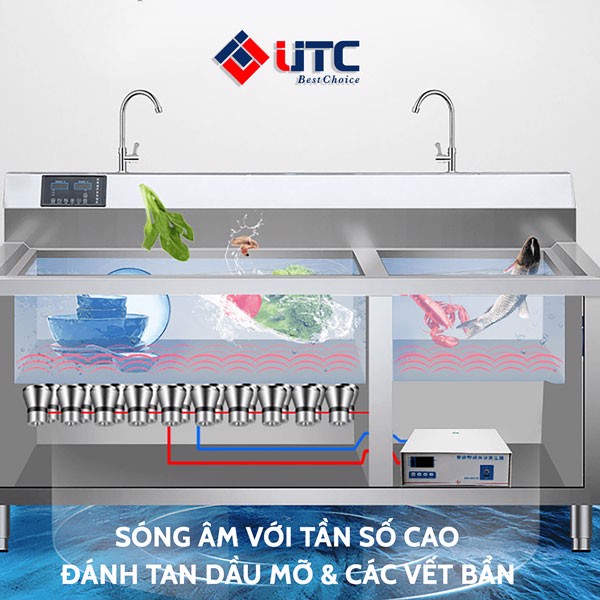 Máy rửa bát sóng siêu âm UTC-1000HS hàng chính hãng giải pháp công nghệ mới cho bếp công nghiệp tiết kiệm nhân công, tối ưu chi phí