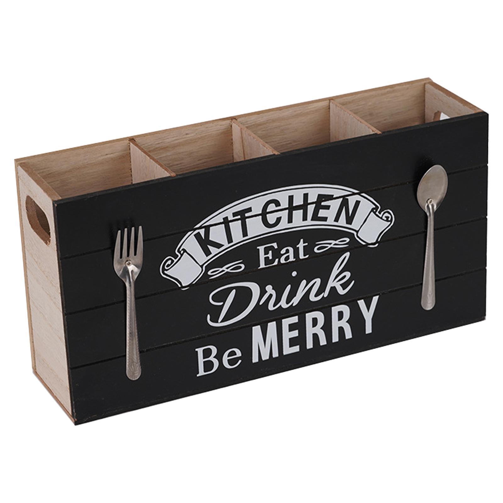 Retro Style Wood Kitchen Cutlery Holder Multifunction for Kitchen Decoration