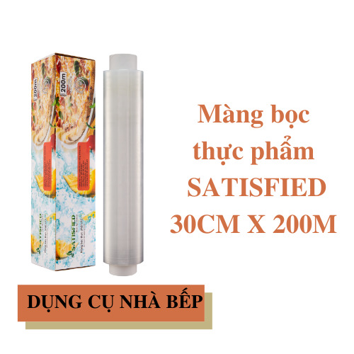 MÀNG BỌC THỰC PHẨM SATISFIED 30 CM X 200M - DÙNG ĐƯỢC CHO LÒ VI SÓNG - KHÔNG CHỨA CHẤT PHỤ GIA ĐỘC HẠI- SẢN XUẤT CHUẨN MÉT- AN TOÀN CHO NGƯỜI TIÊU DÙNG.