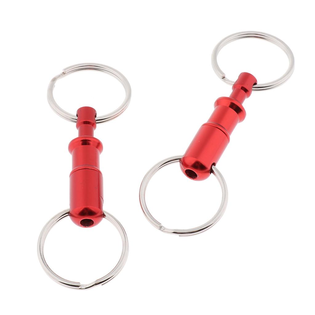 2Pcs/pack Quick Release Keychain, Pull-Apart Removable Keyring with Two Heavy Duty Split Rings Key Accessories