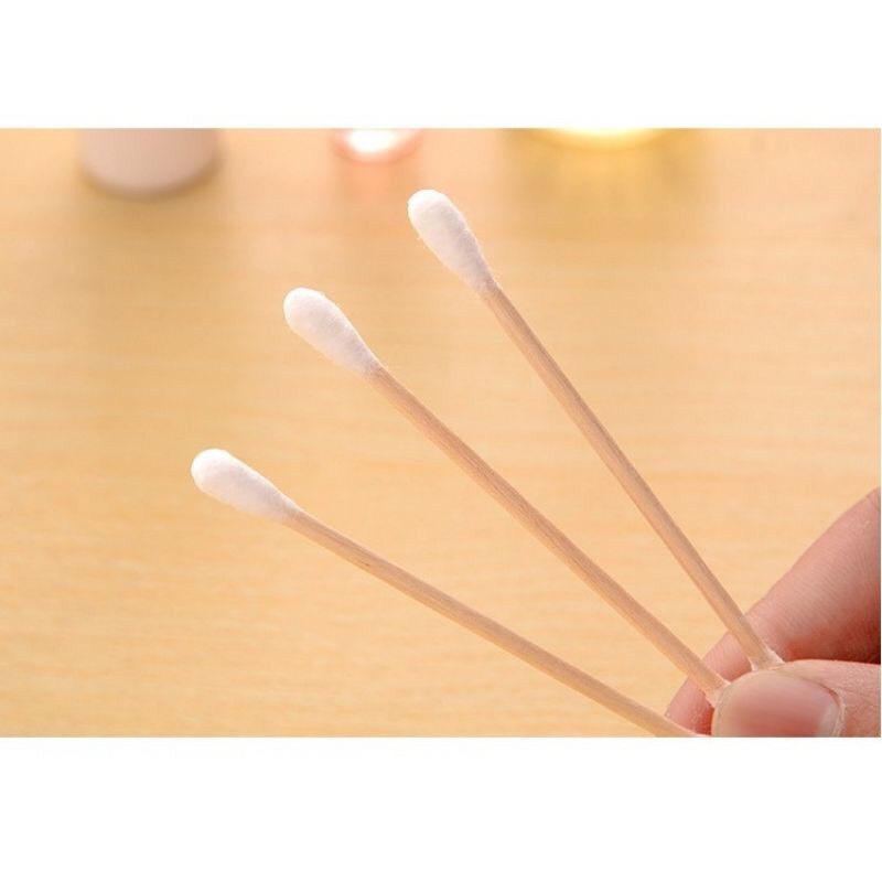 Tăm bông cán gỗ cứng cáp, thân thiện môi trường, bịch 100 que