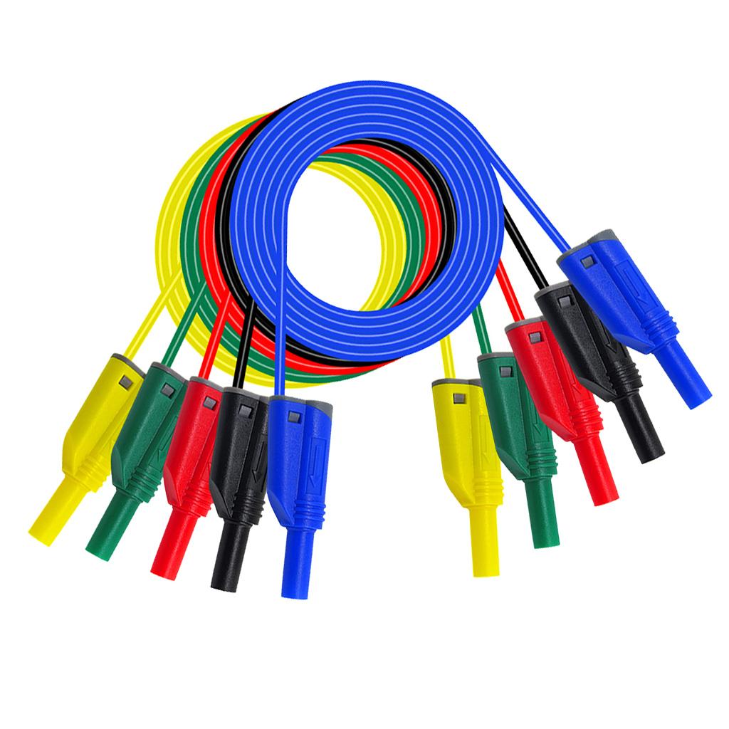 5Pcs 1M 4mm 14AWG Silicone Banana to Banana Plug Test Probe Lead Wir 5 Color