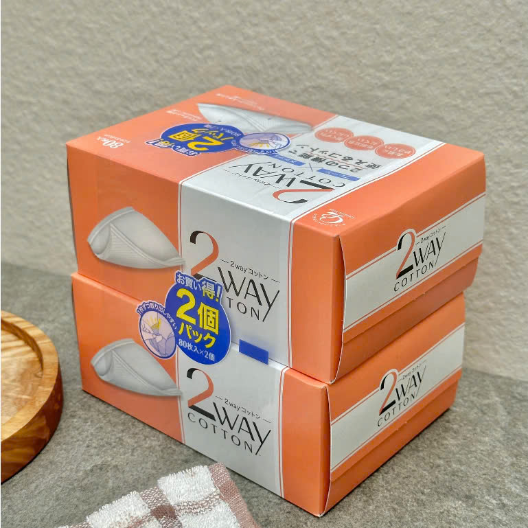Set 2 Hộp Bông Tẩy Trang Cao Cấp Labo 2 Way Cotton (80 Miếng/Hộp)