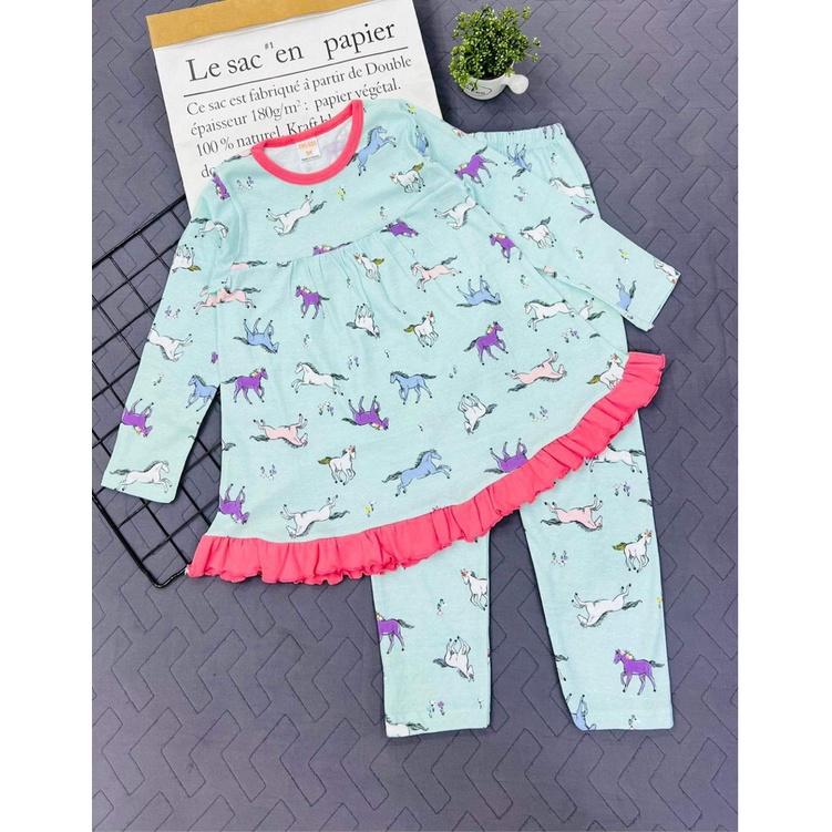 Bộ dài tay babydoll thun borip size đại cho bé gái 24 đến 40kg - Bộ dài tay bé gái -