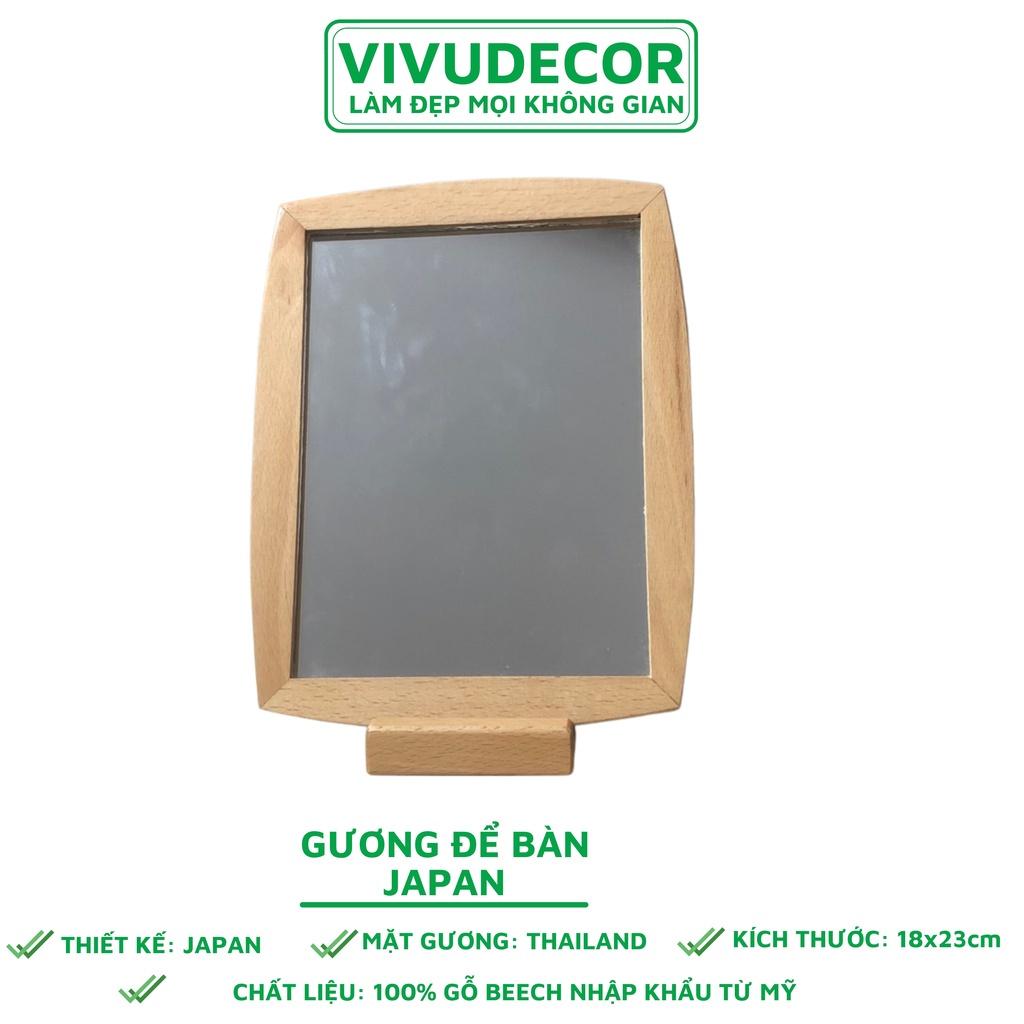 Gương để bàn VIVUDECOR GB01 100% gỗ tự nhiên