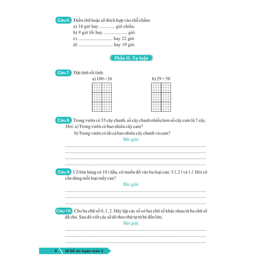 Sách - 36 Đề Ôn Luyện Toán 2 - Biên soạn theo chương trình GDPT mới - ndbooks