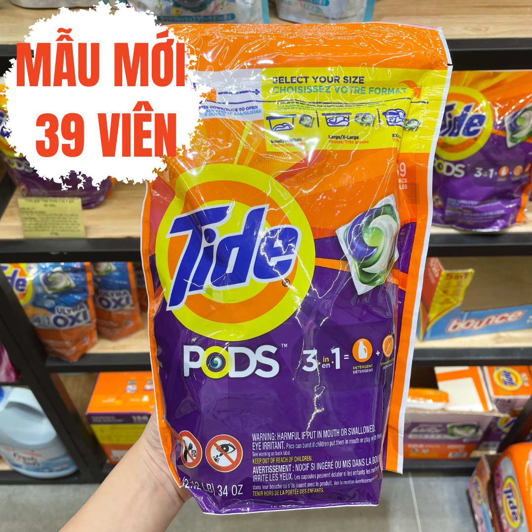 VIÊN GIẶT TIDE 3 IN 1 HƯƠNG SPRING MEADOW 42 viên - Dạng túi