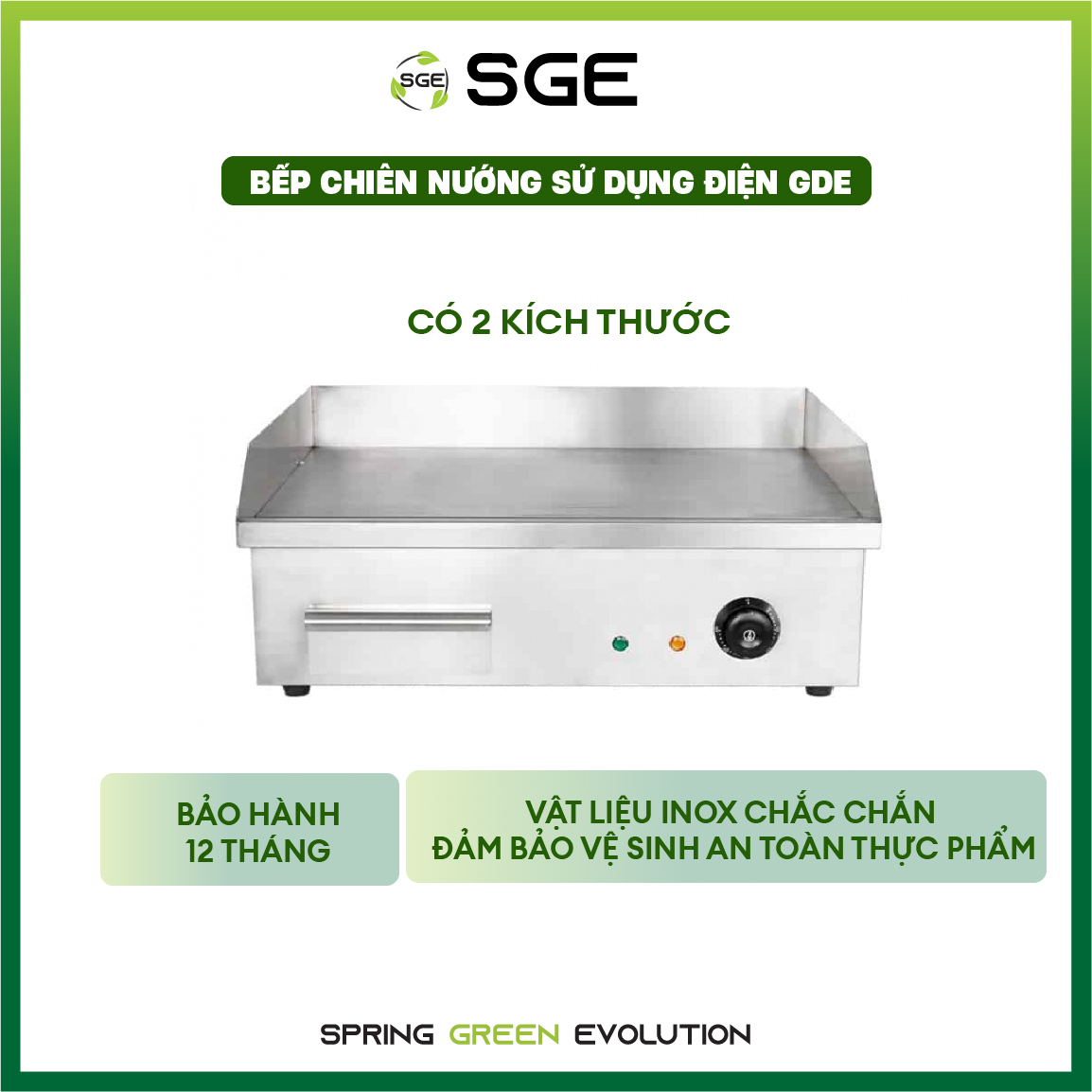 Bếp Chiên Nướng Sử Dụng Điện GDE55. Giá Cả Phải Chăng, Phù Hợp Với Các Quán Ăn, Nhà Hàng Hay Doanh Nghiệp Vừa Và Nhỏ. Có Thể Nướng Thịt, Làm Hamberger, Các Món Xào. Hàng Nhập Khẩu Chính Hãng SGE Thailand